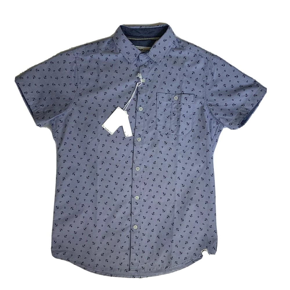 Free Planet NYC To Malibu Nautical Short Sleeve Shirt, Small
